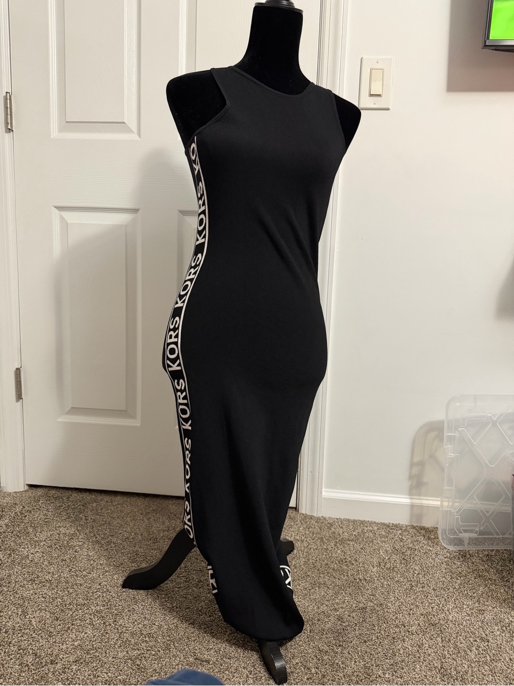 Michael Kors Black Logo-Trim Maxi Dress NWOT size Small